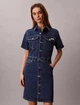 Женское джинсовое платье Calvin Klein Denim Mini Trucker Dress (Темно-синее) M - изображение 4