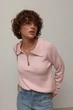 Жіноча в’язана кофта-поло на блискавці - пудра колір, ONE SIZE - изображение 1