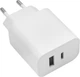 Ładowarka sieciowa Maxlife PD QC MXTC-06 1x USB-C 1x USB 30W White (5900495081070) - obraz 3