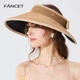 Женская соломенная шляпа FANCET в японском стиле, весна-лето, с цветовыми блоками, широкие поля, черная, дышащая, для путешествий - изображение 2