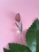 Серебряная брошь с камнями Тюльпан 04-Б70027 - изображение 6