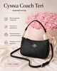 Жіноча сумка Coach Teri чорна — на плече з монограмою, золотистою фурнітурою та ремінцем - зображення 1