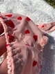 Женские стринги высокой посадки из микросетки с сердечками, стринги с регуляторами на шлейках, прозрачные стринги 1 шт Розовый L - изображение 2