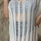 Женская пляжная туника PLUS SIZE полупрозрачная свободного кроя легкая Полиэстер One Size Белый (SW4038/1) - изображение 7