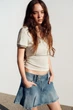 Джинсова міні-спідниця trf з бантовими складками Zara 3607/091 S Синя (03607091406S) - зображення 4