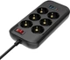 Мережевий фільтр-подовжувач СolorWay 6 розеток / 4USB (Type-C 2PD20W + 3USB QC3.0) (20W) 2 м Black (CW-CHE64PDB) - зображення 2