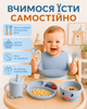 Детский набор посуды силиконовый ЭКО 6 предметов детская посуда на присосках тарелка детская чашка вилка и ложка BRS Голубая - изображение 3