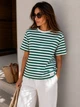Футболка женская Pepper&mint CB24-53 в полоску с нашивкой S зеленая - изображение 6