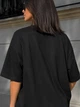 Футболка жіноча SHENG 6820 супер oversize широка з великим серцем із камінців one size чорна - зображення 3