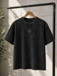 Футболка женская A-NIUSHOW 02517 вареная oversize с аппликацией R из камней one size черная - изображение 7