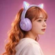 Беспроводные наушники Onvyx BT612I с кошачьими ушками, RGB-подсветкой, Bluetooth 5.3, FM-радио, MicroSD, AUX, складные Purple - изображение 3