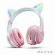Беспроводные наушники Onvyx BT612I с кошачьими ушками, RGB-подсветкой, Bluetooth 5.3, FM-радио, MicroSD, AUX, складные Pink - изображение 1