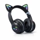 Беспроводные наушники Onvyx BT612I с кошачьими ушками, RGB-подсветкой, Bluetooth 5.3, FM-радио, MicroSD, AUX, складные Black - изображение 4