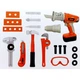 Детский набор инструментов MIC Work Tools с электронным шуруповертом 43х32 см серо-оранжевый игровой комплект для юных мастеров с очками - изображение 3