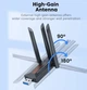 USB адаптер Toocki TB07 Wi-Fi 6 AX900 + Bluetooth 5.4 з 4 антенами - зображення 6