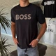 Чоловіча футболка BOSS М чорна з контрастним логотипом, короткий рукав, круглий виріз, Casual стиль. - зображення 3
