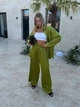 Шовковий костюм, двійка, з шовку Армані, вільного крою мод СОУЛ- 241, васабі, 42-50 - зображення 3