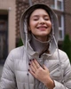 Жіночий однотонний пуховик casual з гусячим пухом і капюшоном Basic (молочний, M), 36031, 27720 - изображение 6