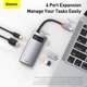 USB-хаб Baseus Metal Gleam Series 6-in-1 Multifunctional Type-C Hub Docking Station Space Gray (CAHUB-CW0G) [75252] - зображення 5