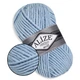 Alize Super Lana Maxi, Нежно-голубой №480 - толстая полушерстяная пряжа 100 г / 100 м, 25% шерсть / 75% акрил, для объемных изделий - изображение 1