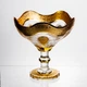 Фруктовница стеклянная на ножке тарелка для фруктов Bohemia Gold 25×27 см ваза для фруктов Золотистый - изображение 3