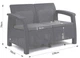 Садовий диван 2-місний Keter Corfu Love Seat графіт (258973) — пластиковий ротанг для тераси та балкона - изображение 3