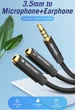 Кабель Audio 3.5мм-3.5мм Vention 4pin 2xF/M TPE headset+earphone 0.3m Black (BBVBY) - зображення 8