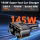 Автомобильное зарядное устройство от прикуривателя 145W, 2х USB, 2х USB Type-C с поддержкой быстрой зарядки PD 45W - изображение 4