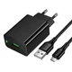 Зарядное устройство Hoco CS92A, USB 18W с поддержкой Quick Charge 3.0, LED-индикатор, сетевой адаптер с кабелем USB to Micro 1 м Black - изображение 1
