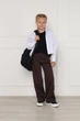 Джинсы wide leg для девочек 128 цвет коричневый YUKI ЦБ-00298723 - изображение 1