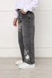 Джинсы wide leg с принтом звезды для девочек 146 цвет серый YUKI ЦБ-00298724 - изображение 3