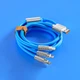Кабель-тройник для быстрой зарядки Type-C/Lightning(IPhone)/Micro-usb 120w 6A (120 см) голубой, USB 3в1 - изображение 2