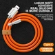 Кабель для швидкого заряджання USB Type-C 120w 6A (150 см) помаранчевий, з підсвічуванням, поворотний 180 ° - зображення 2