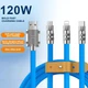 Кабель-тройник для быстрой зарядки Type-C/Lightning(IPhone)/Micro-usb 120w 6A (120 см) голубой, USB 3в1 - изображение 8