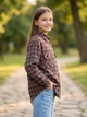 Сорочка підліткова оверсайз 071059 клітинка унісекс коричнева 130 р-р - зображення 4