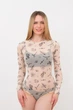 Женское боди из прозрачной сетки Giulia Tatoo 3102/07 S/M, имитация тату, бежевое, с длинными рукавами, застежка на крючки - изображение 7