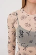 Женское боди из прозрачной сетки Giulia Tatoo 3102/07 S/M, имитация тату, бежевое, с длинными рукавами, застежка на крючки - изображение 9