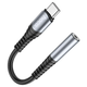 Адаптер USB C на 3.5 мм алюмінієвий сплав 12 см підтримка мікрофона Hoco LS33 колір метал сірий - зображення 2