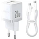 Зарядний пристрій Baseus 1xUSB-C 20W + 1xUSB white + cable USB-C to USB-C 60W 1.0m (P10111608213-01) - зображення 1