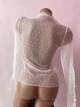 Прозора кофтинка в ромбики з декоративними рукавами Honey Fashion Accessories XS/S білий (10-144) - зображення 5