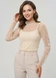 Прозора кофтинка в ромбики з декоративними рукавами Honey Fashion Accessories XS/S бежевий (10-144) - зображення 1