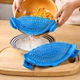 Силіконовий універсальний друшляк на каструлю Coolnice з затискачами для зливу води Блакитний - зображення 12