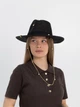 Капелюх Федора з рафія з золотистим ланцюгом з перлинами D.Hats чорний - зображення 2