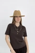 Шляпа Федора из рафия с золотистой цепью с жемчужинами D.Hats коричневая - изображение 3