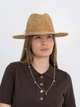 Шляпа Федора из рафия с золотистой цепью с жемчужинами D.Hats коричневая - изображение 4