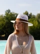 Ажурная шляпа федора с коричневой лентой D.Hats белый - изображение 2