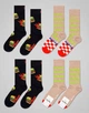 Набор женских носков прикольных высоких хлопковых Happy Socks 194850 36/40 4 пары Черно/бежевый (2200005145098) - изображение 1