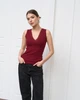 Жіноча майка в рубчик з мереживним V-подібним вирізом бордова Plus Size 3XL (73586-90) - зображення 1
