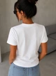 Футболка женская A-NIUSHOW 25197 базовая хлопчатобумажная с вышивкой буква F one size белая - изображение 3