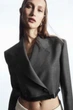 Блейзер жіночий COS deconstructed cropped wool blazer 1192145001 Eur 34 Сірий - изображение 5